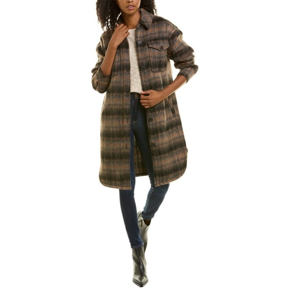 7 For All Mankind Brushed Plaid long shacket - Picture 4 of 9